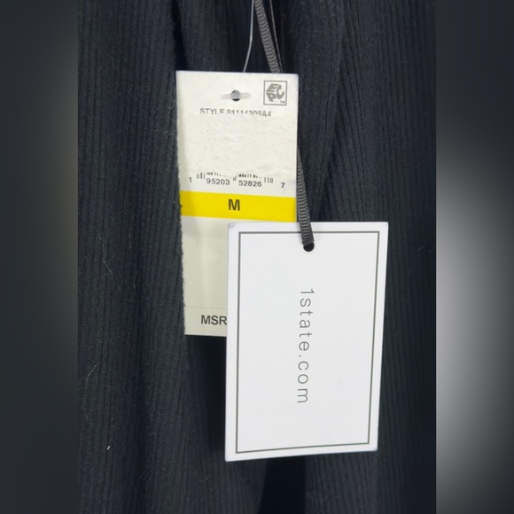 1.STATE - Black Ribbed Crew Neck Balloon Sleeve Sweater - Elastic Waist  Medium - Picture 6 of 9